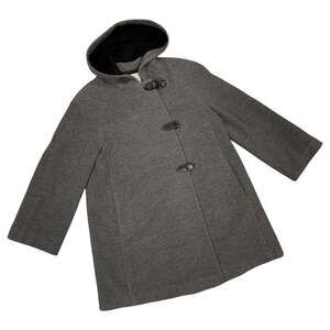 Marisa Minicucci Coat Gray Hooded Wool Angora Blend Magnetic Snap Close Designer